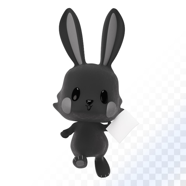 Black rabbit with letter 3D illustration