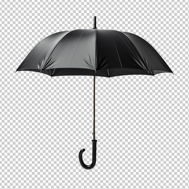 Black rain umbrella isolated on transparent background