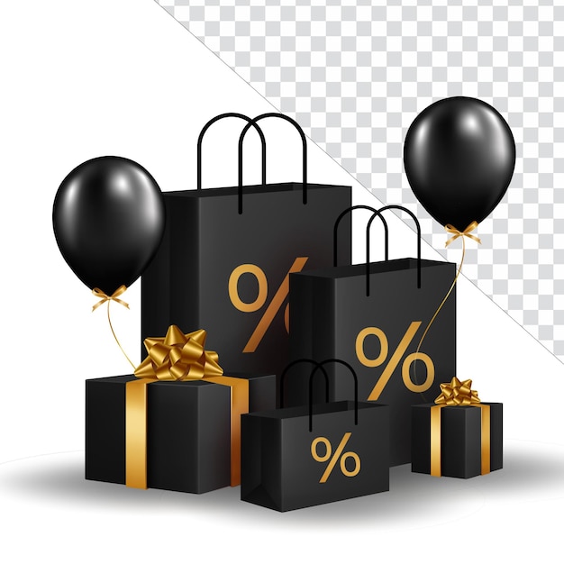 Black realistic gift box sale