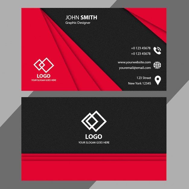 Black and red business card template