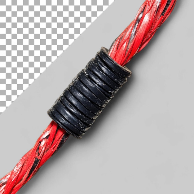 PSD black and red damaged cut cable isolated on transparent background