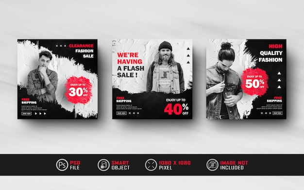 Black Red Instagram Social Media Post Feed Banner Template With Splash Style