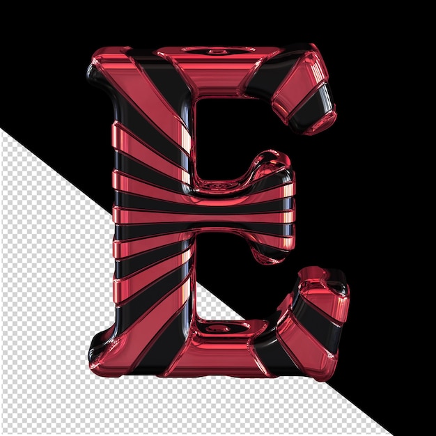 Black and red symbol letter e