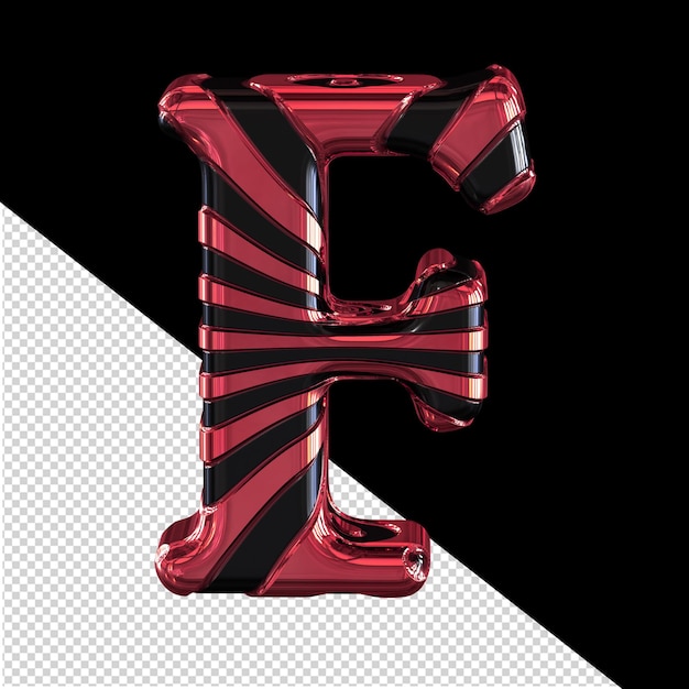 Black and red symbol letter f