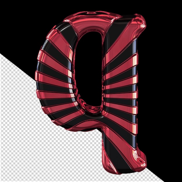 Black and red symbol letter q