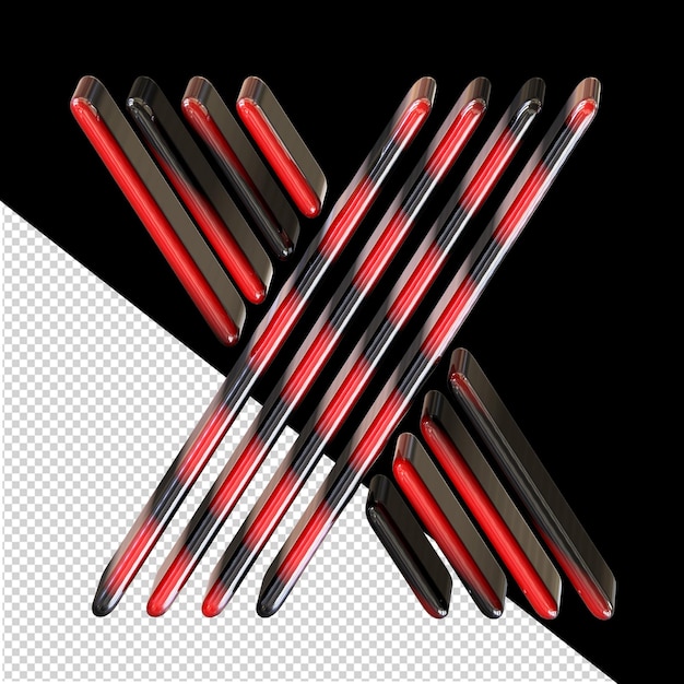 Black and red symbol letter x