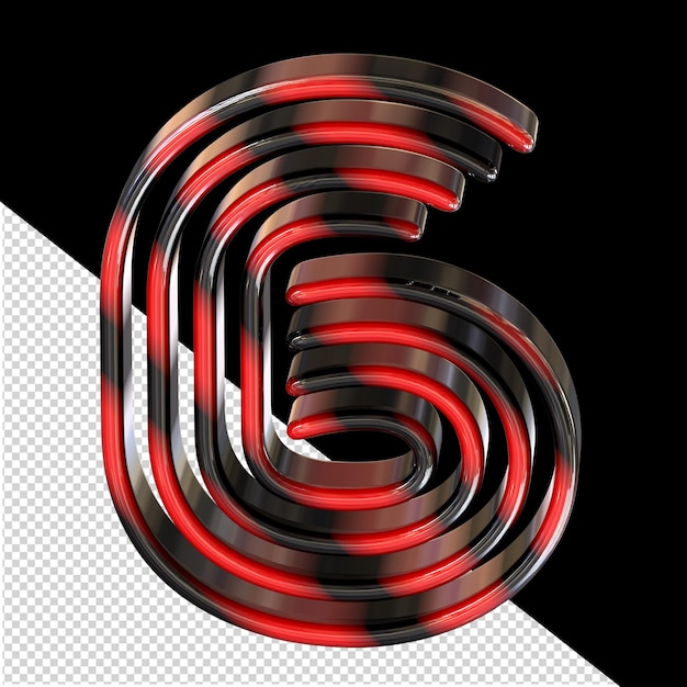 Black and red symbol number 6