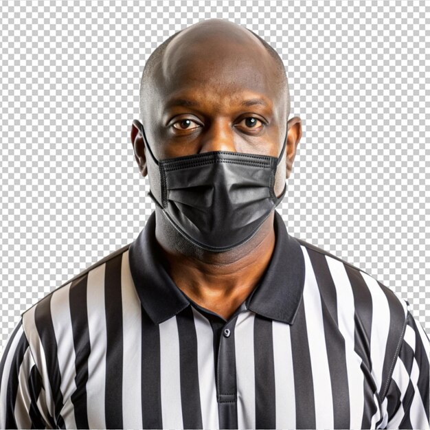 a black referee with a mask