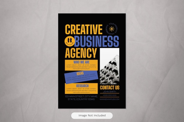 PSD black retro creative business agency flyer