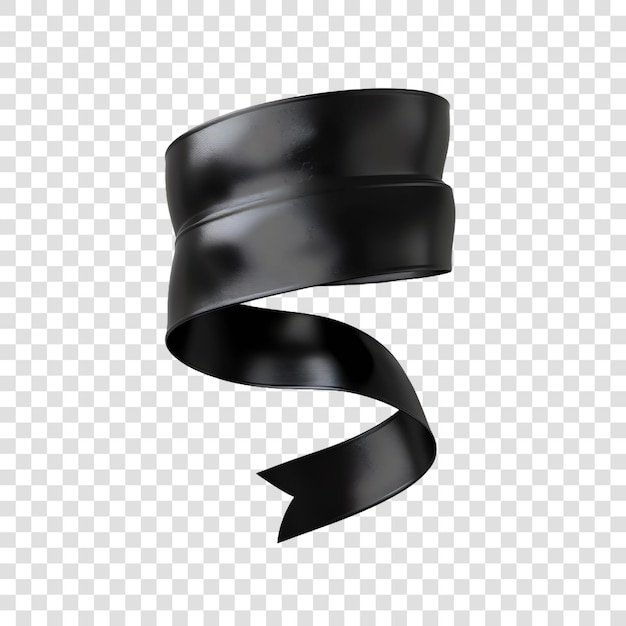 a black ribbon with a black arrow on it