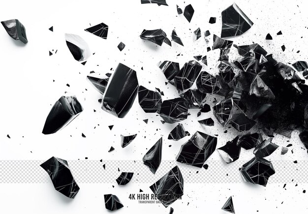 PSD black rock fragments in transparent background