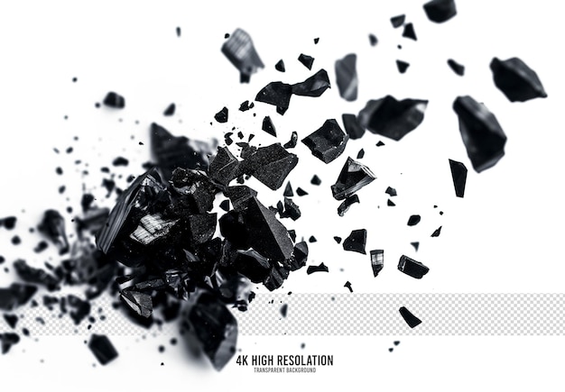 PSD black rock fragments on transparent background