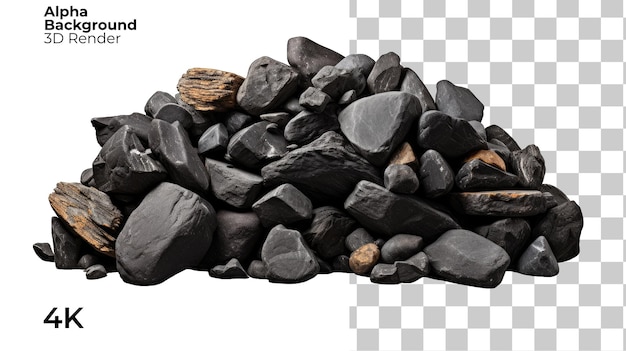 Black rocks stones pile bottom on White Background