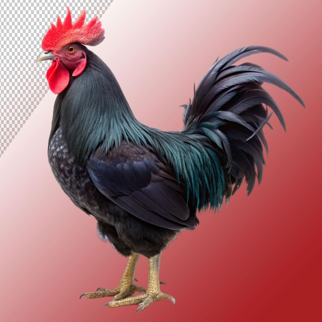 PSD black rooster on transparent background