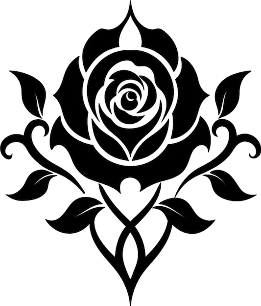 PSD a black rose with a white heart on it