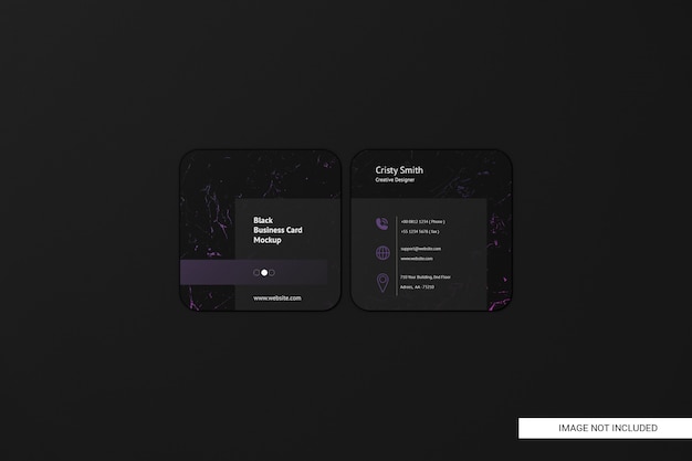 Black rounded square business card mockup
