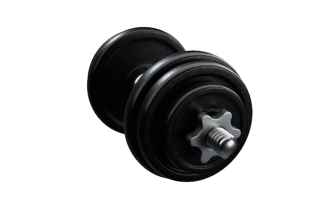 Black rubber dumbbells with perforated handle