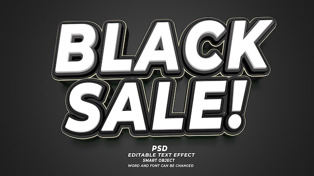 Black sale 3d editable text PSD photoshop template