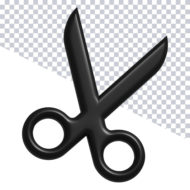 A black scissors with a white stripe on the left side.