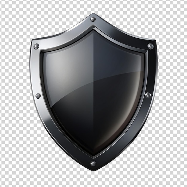 PSD black security shield isolated on transparent background