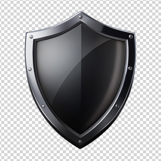 PSD black security shield isolated on transparent background