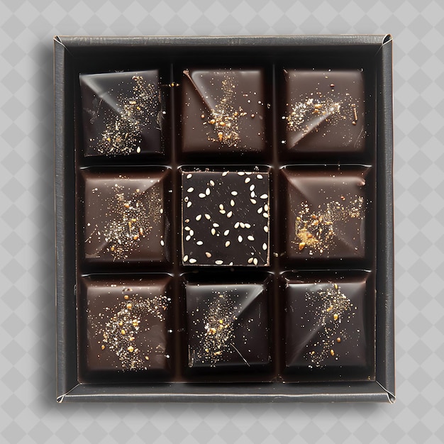 Black Sesame Chocolate With Dark Brown and Smooth Surface De Yummy Chocolate in PNG Format