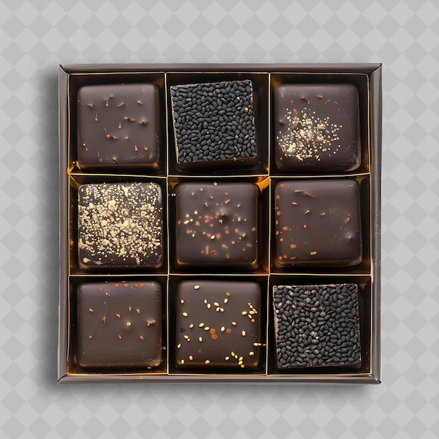 Black Sesame Chocolate With Dark Brown and Smooth Surface De Yummy Chocolate in PNG Format