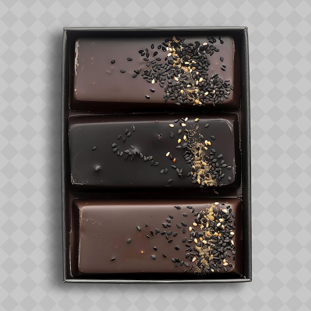 Black Sesame Chocolate With Dark Brown and Smooth Surface De Yummy Chocolate in PNG Format