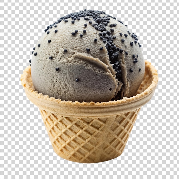 PSD black sesame ice cream isolated on transparent background