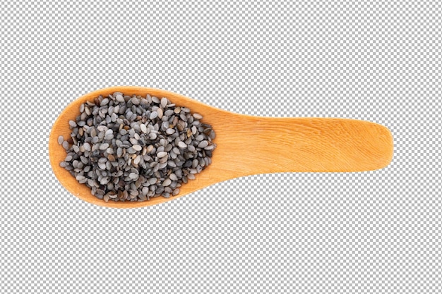 black sesame scrub seed in spoon isolated