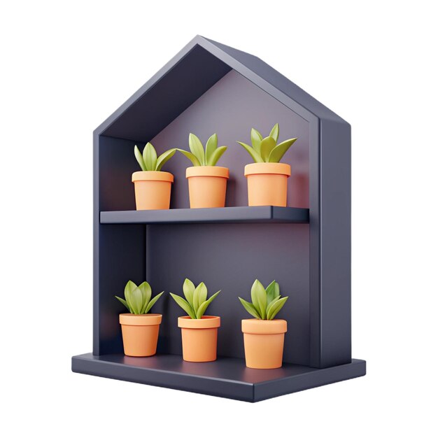 PSD a black shelf with potted plants on it