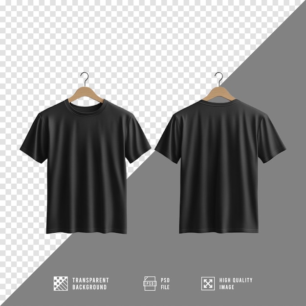 PSD black shirt mockup without background hd quality