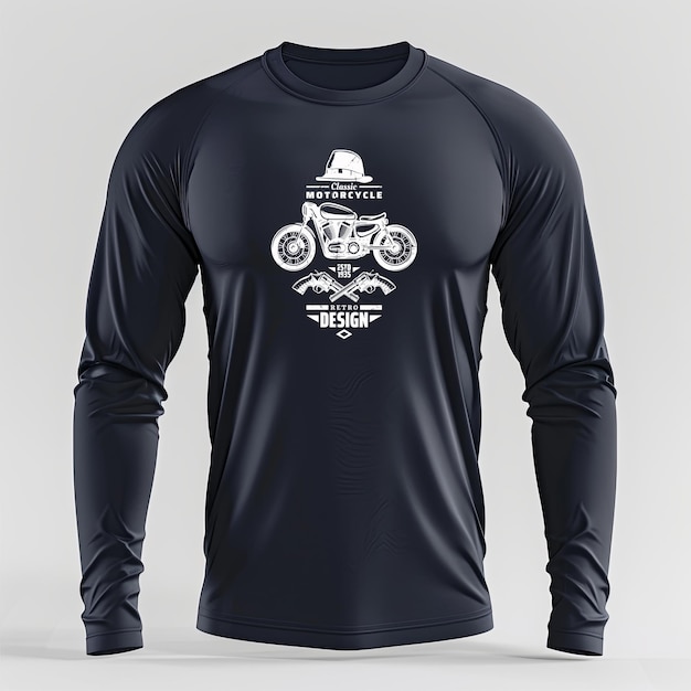 a black shirt with a white hat on it that says motorbike