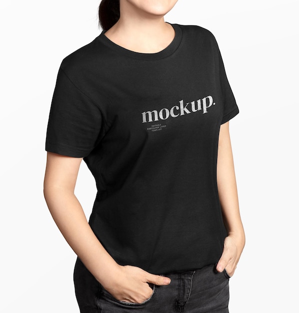 Black shirt women mockup