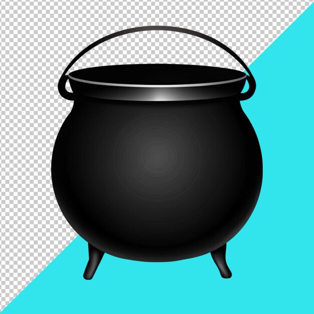 a black silhouette of an empty cauldron on transperent background