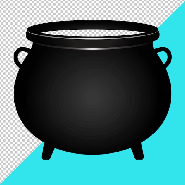 a black silhouette of an empty cauldron on transperent background