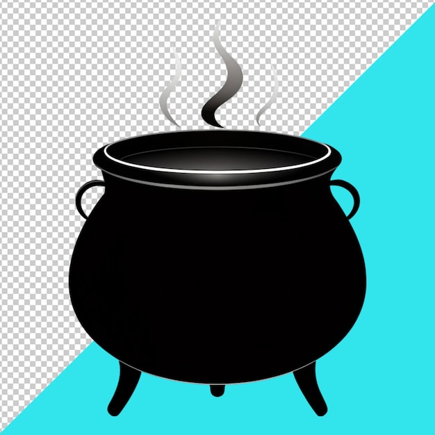 PSD a black silhouette of an empty cauldron on transperent background