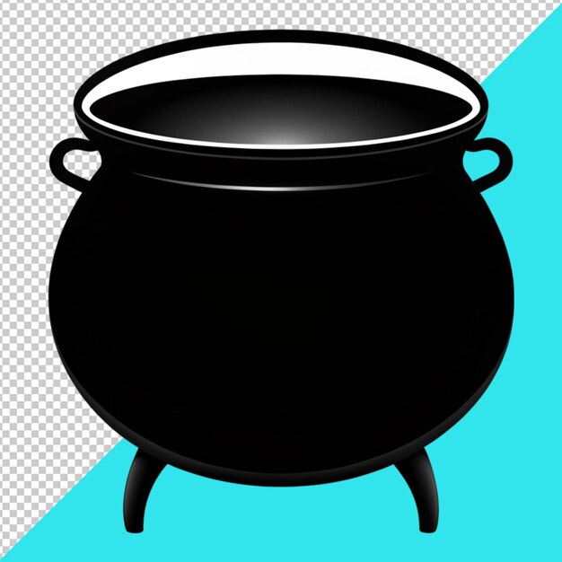 a black silhouette of an empty cauldron on transperent background