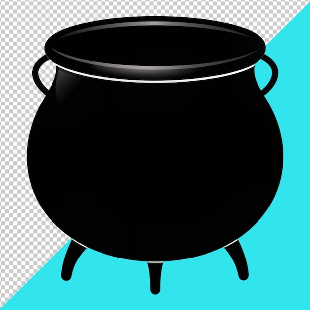 a black silhouette of an empty cauldron on transperent background