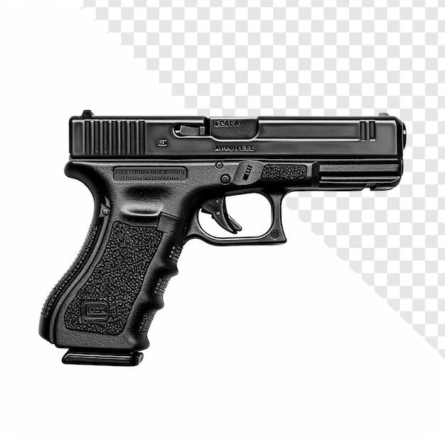 Black Silhouette of Handgun Clip Art on Transparent Background