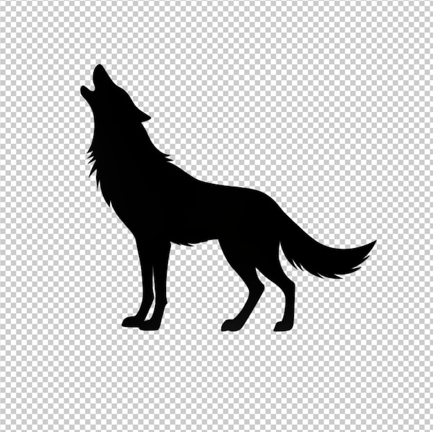 PSD black silhouette a howling wolf isolated on transparent background