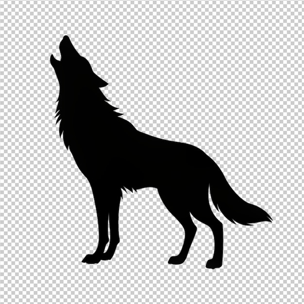 PSD black silhouette a howling wolf isolated on transparent background