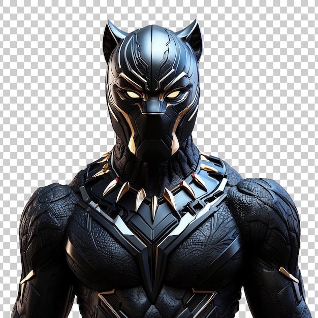 PSD a black and silver batman figure with a gold chain on its chest