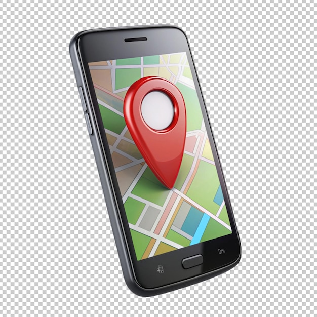 black smartphone with map location pin