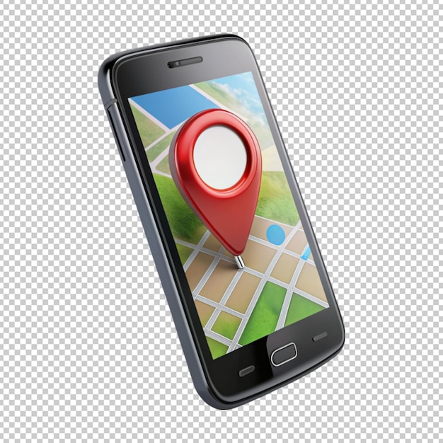 black smartphone with map location pin