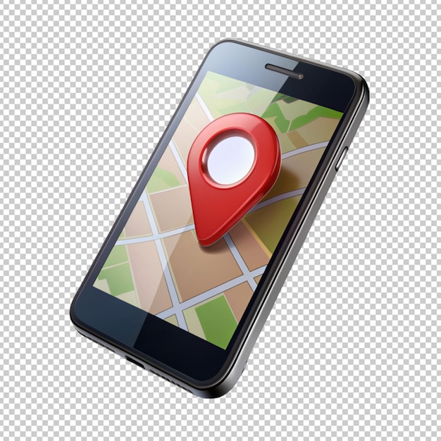 black smartphone with map location pin