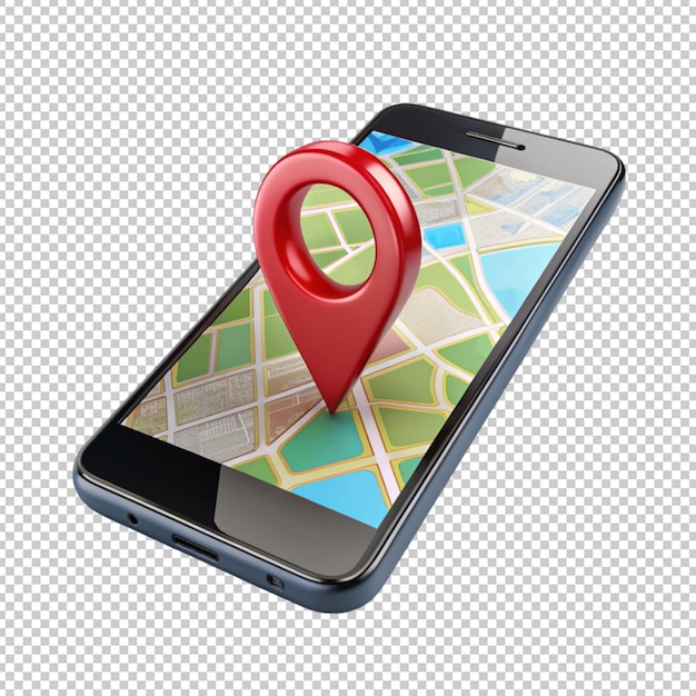 black smartphone with map location pin