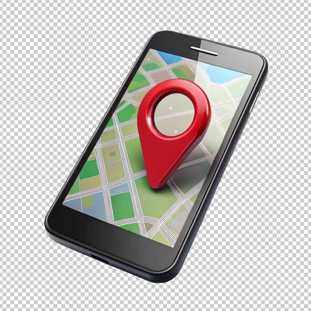 black smartphone with map location pin