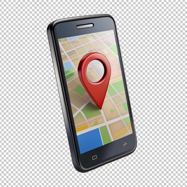 black smartphone with map location pin