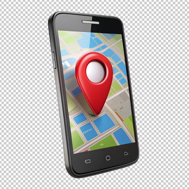 black smartphone with map location pin